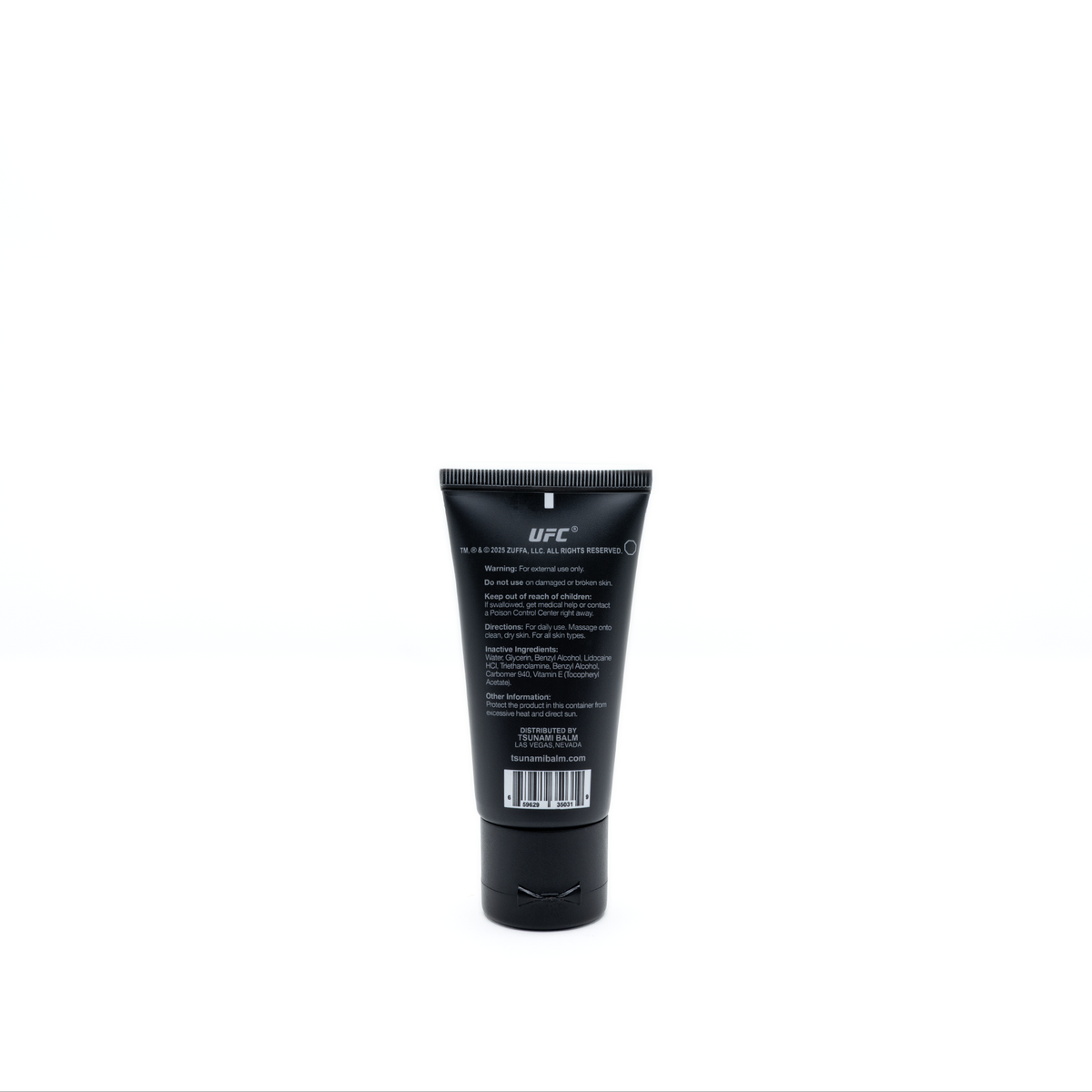 Tsunami Balm Numbing Gel 1 oz tube with cap, back