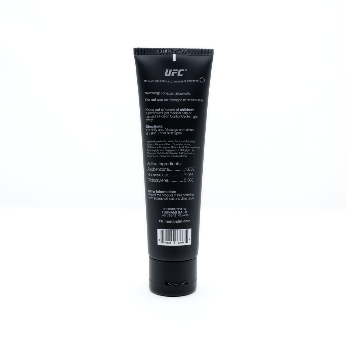 Tsunami Balm SPF 50 Sunscreen 3.4 oz tube, back