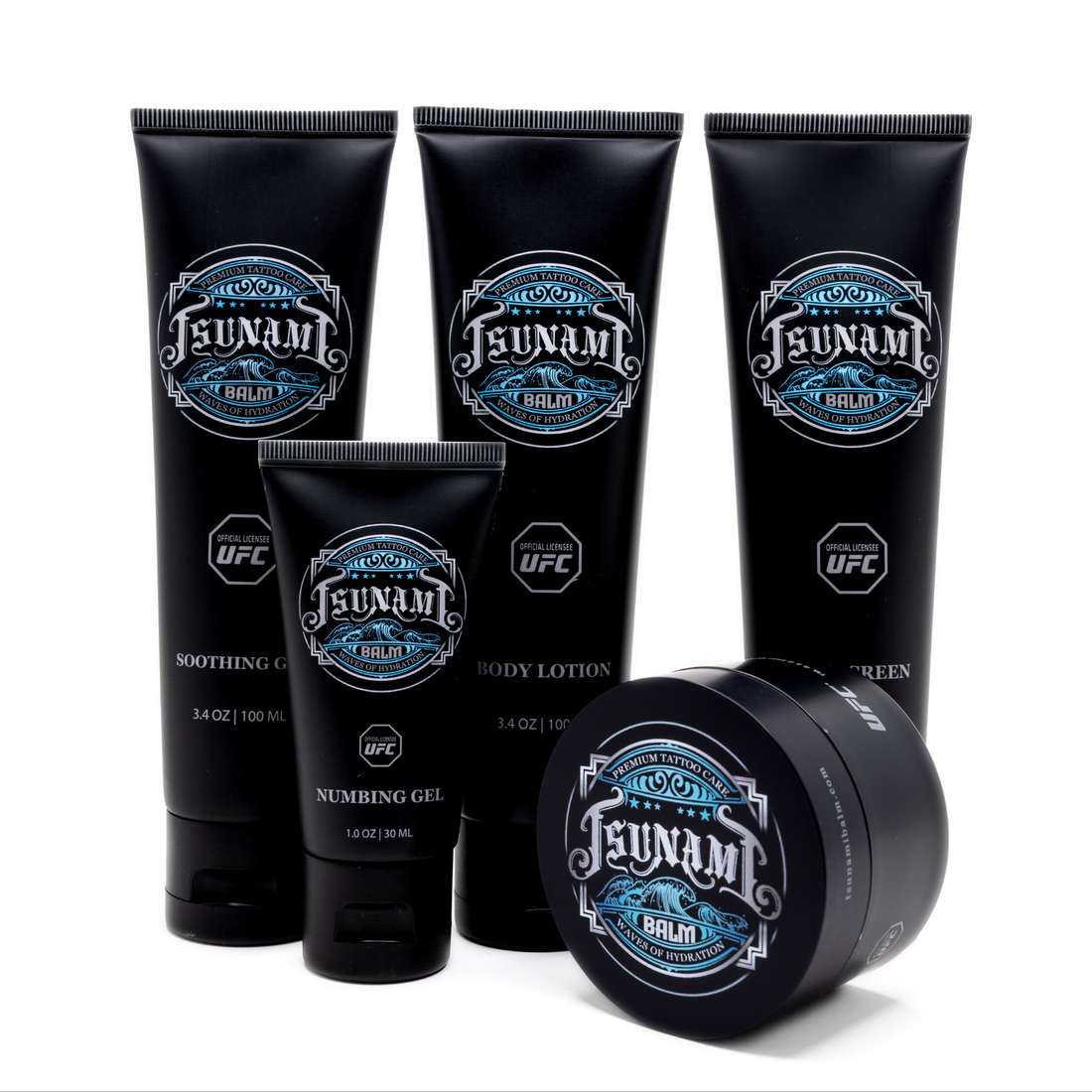 Tsunami Balm Numbing Gel, Soothing Gel, Body Lotion, Sunscreen and Tattoo Balm