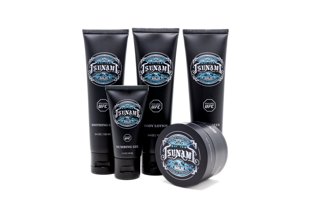 Tsunami Balm Tattoo Care Set gift box with balm and four tubes