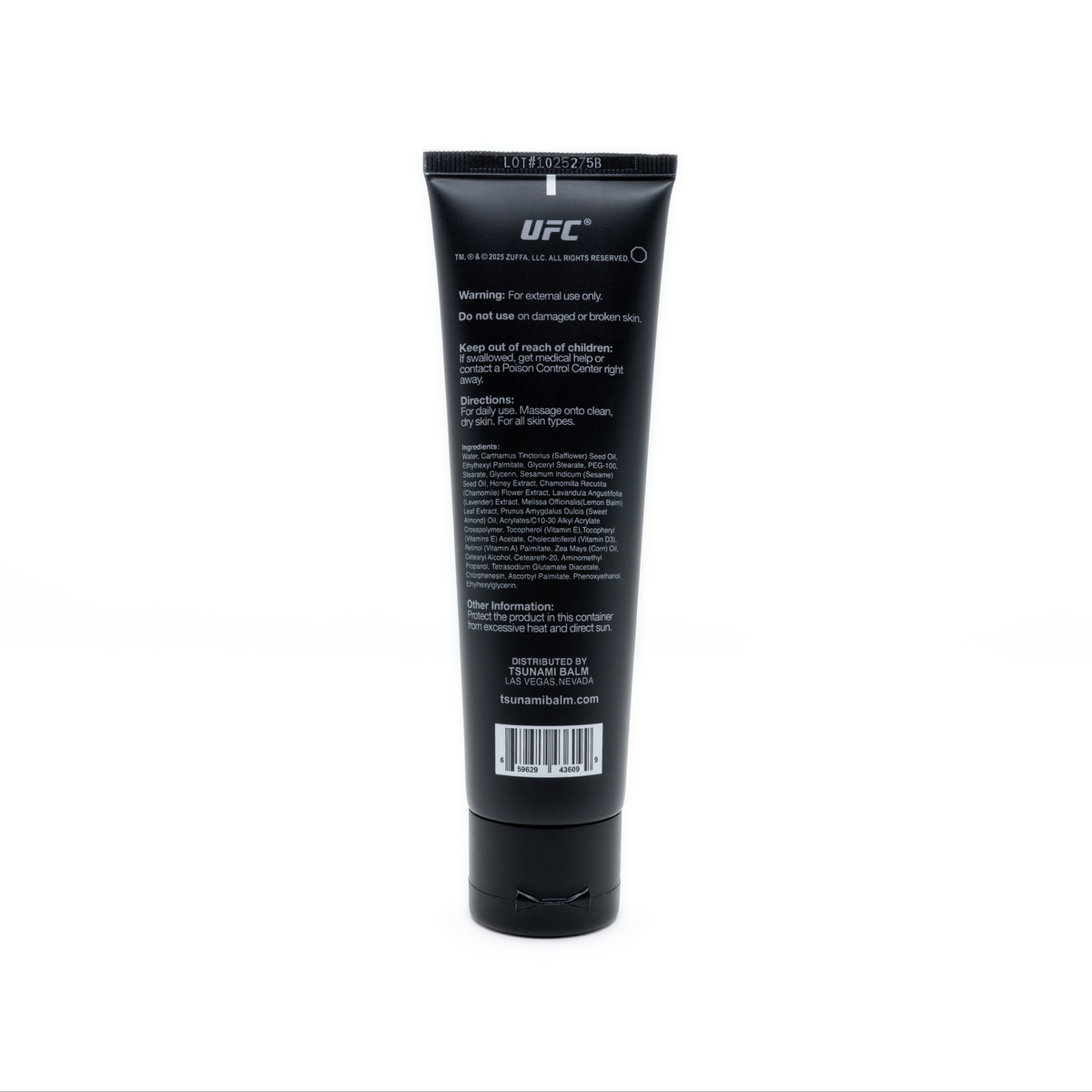 Tsunami Balm Body Lotion 3.4 oz tube, back