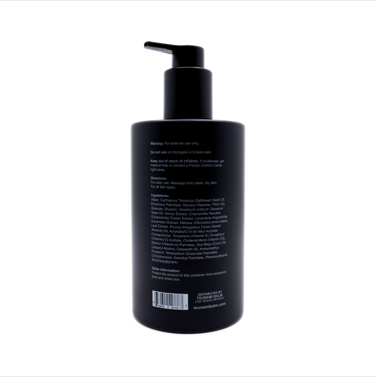 Tsunami Balm Body Lotion 16.9 oz pump bottle, side