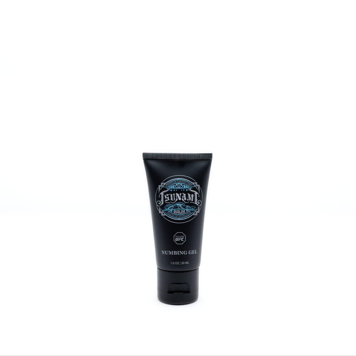 Tsunami Balm Numbing Gel 1 oz tube with cap, front
